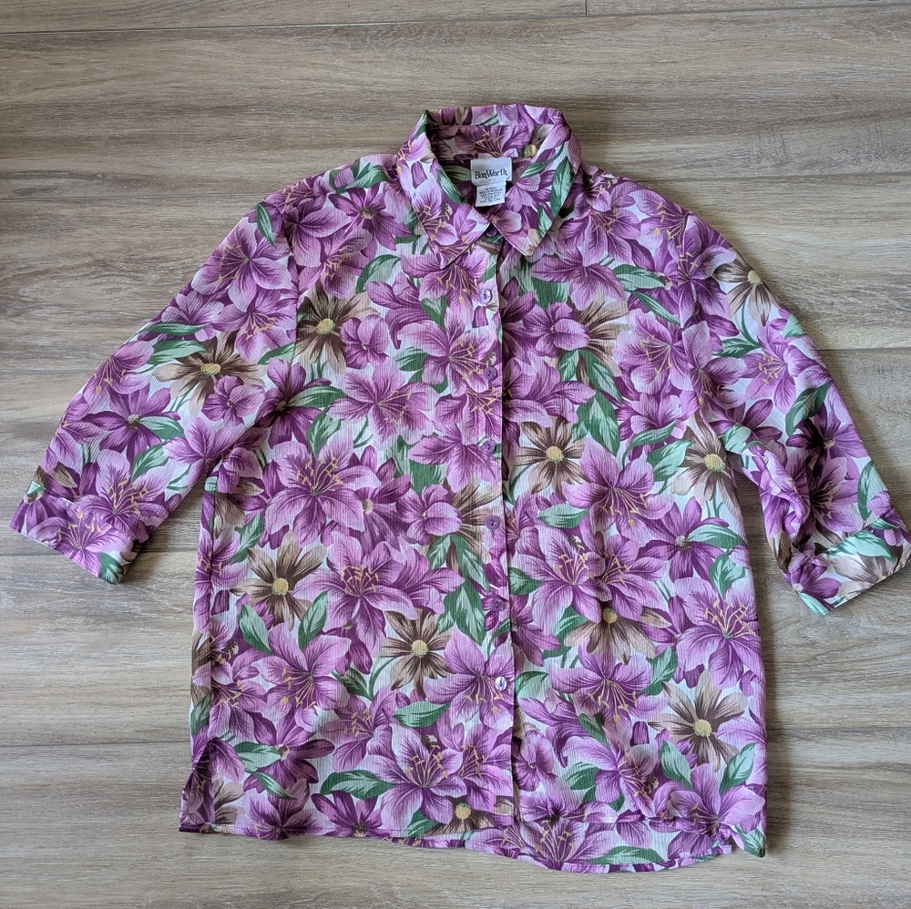 Vintage BonWorth Sheer Floral Blouse